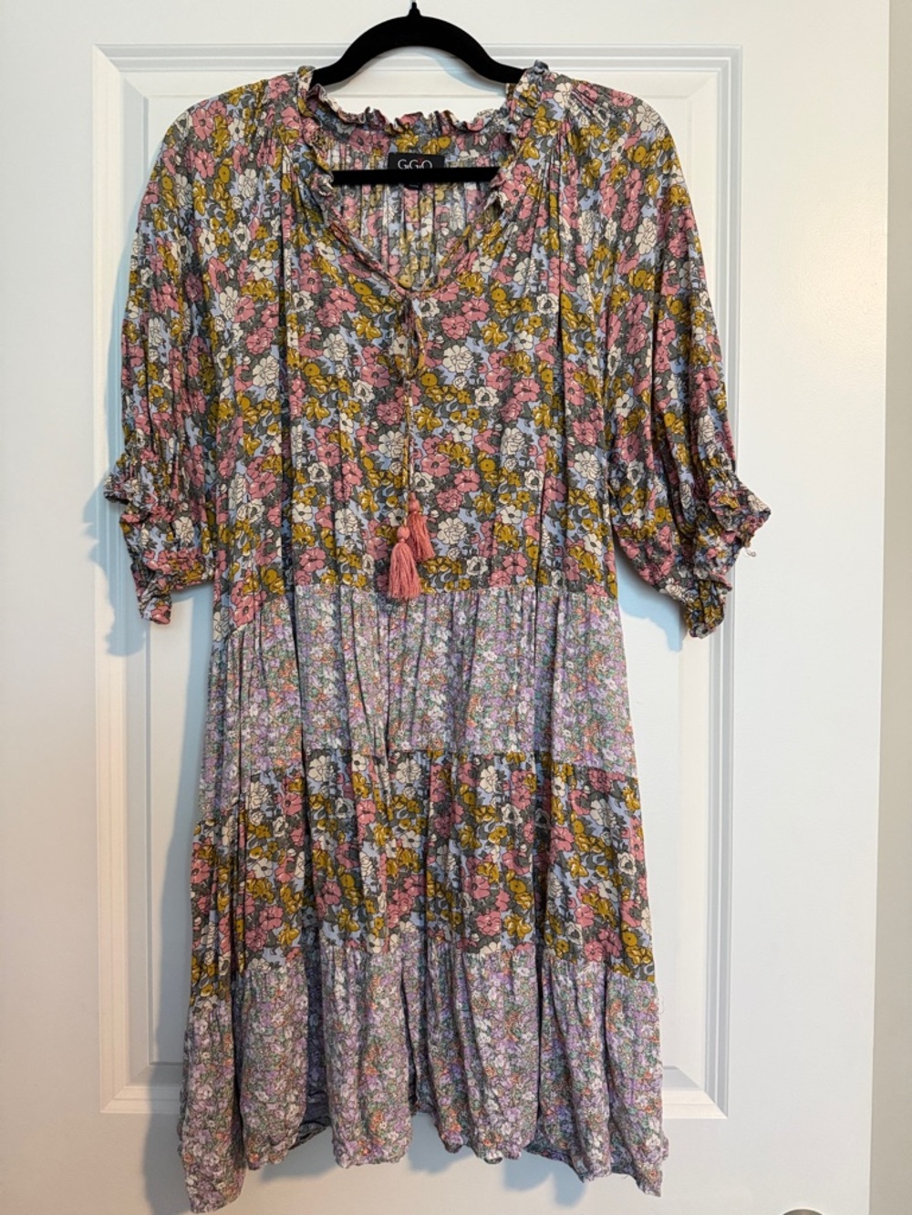 GIGI C Pink Floral Tiered Mini Dress